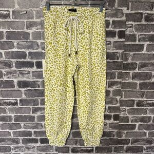 Ann Taylor jogger sweatpants white green floral print pockets